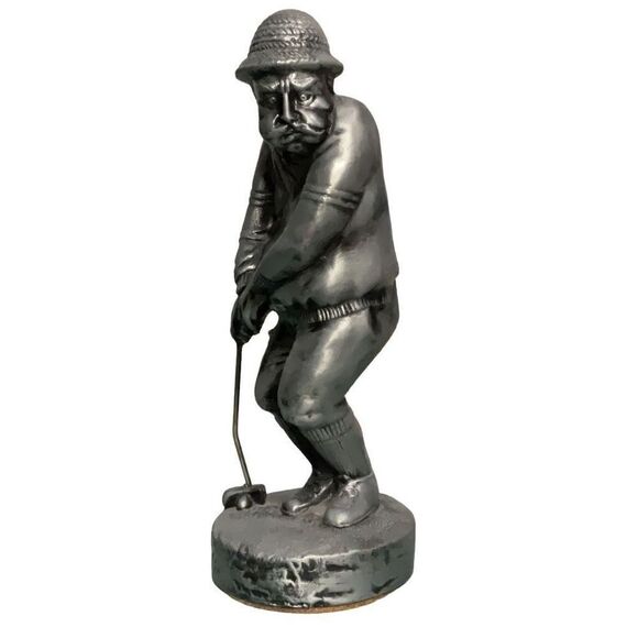 Vintage Pewter Golf Golfer Statue Creative Classics Surveying Green 12” - Picture 1 of 6